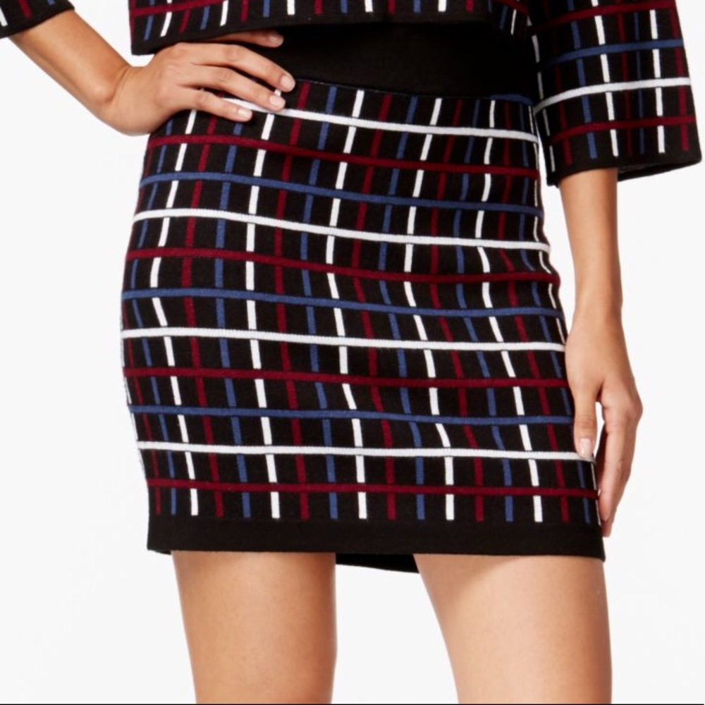 BCBGeneration Multi Colored Plaid Knit Skirt